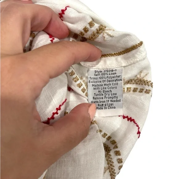 Johnny Was Los Angeles Frederique Embroidered Linen Boho Maxi Skirt XS Festival - Picture 10 of 11